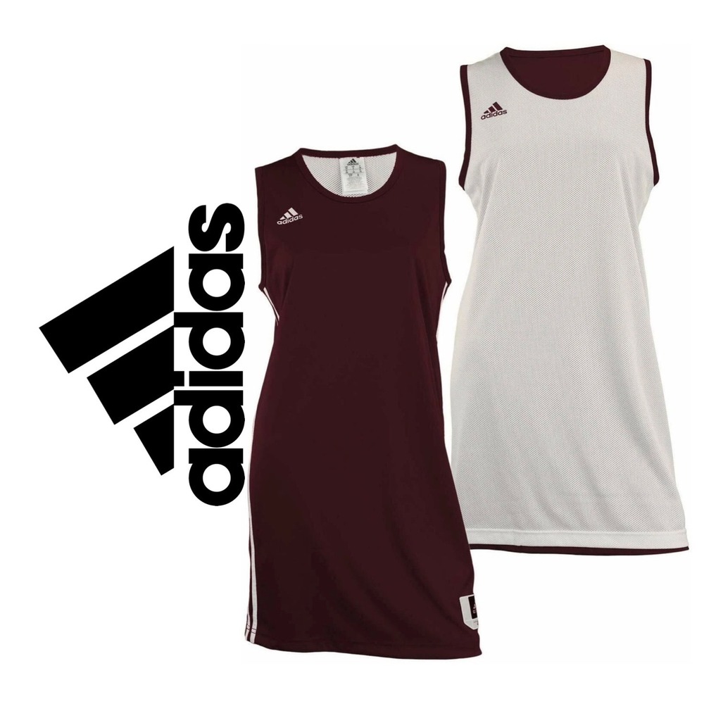 Adidas Reversible Basketball Jersey Mini Dress Maroon White Climalite Streetwear